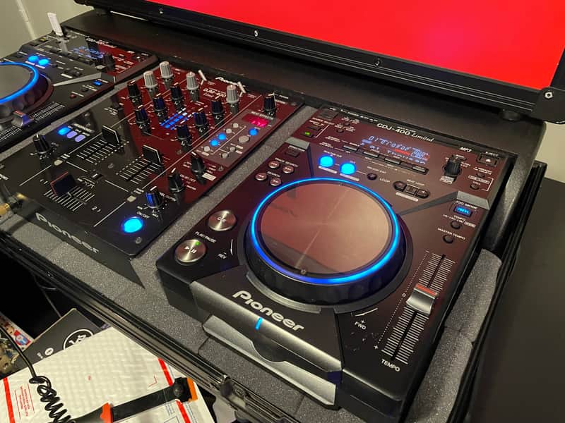 Pioneer DJ DJM-400 & CDJ-400 Pair Limited Black Blue + Custom Case