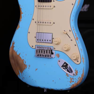 Dhatarattha HSS Strat-Style – Surf Blue Nitro Relic image 4