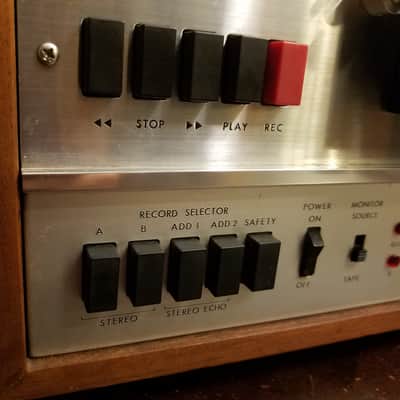 TEAC RESTORED A-1200U 3-head R2R 2-track 1/4" stereo 7" reel to reel recorder tape deck player 1970s - stained wood and stainless steel image 9