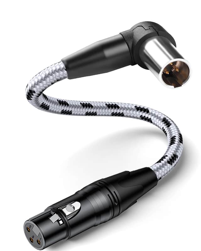 Right Angle Mini XLR to XLR Cable, Professional 3-Pin Mini XLR Male to XLR Female Adapter for Balanced Audio Microphone Cord (1.5 FT / 0.5 Meter, Braided) image 1