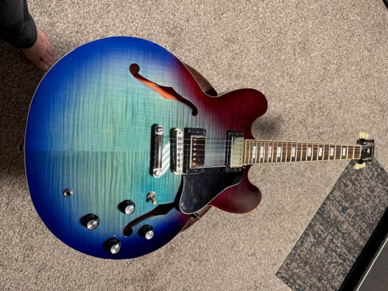 Epiphone ES-335 Figured Block IBG Flametop - Blueberry Burst, Duncan, Faber image 1