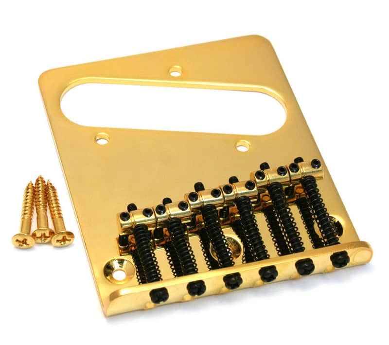 TB-5034-002 Gold 6-Saddle Bridge For Import Tele® Top Load Or String Thru image 1