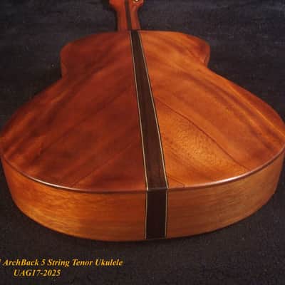 Handcrafted 5 String Tenor Ukulele, Solid Acacia, Carved Archback, The Islands Soundhole, Vine Inlay, Soft-bag, Bruce Wei UAG17-2025 image 9