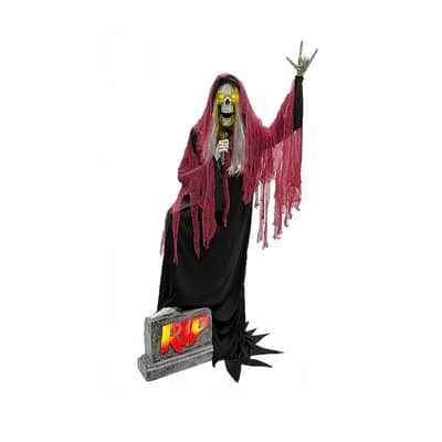 Life-Size 7FT Skeleton Reaper Singer – Halloween Animatronic Musician with Bluetooth & Sound Activation image 5