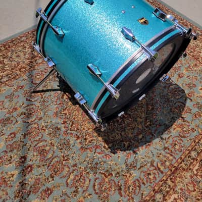Fibes Austin-Era 16x22 Bass Drum 6-Ply Jasper Shell - Turquoise Sparkle W/ Bag (C013-43) image 4