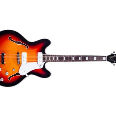 Vox Bobcat V90-SB Sunburst Semi-Hollow Electric with hard case image 12