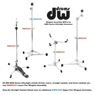 DW Drums DWSP2396 Upper-Tier Wing Nut Assembly for 6000 Series Ultralight Straight Cymbal Stands image 2