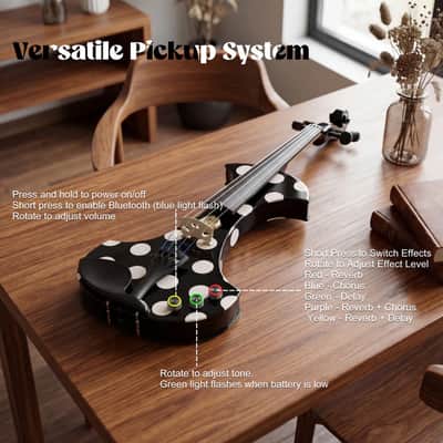 Aileen AV-D501 Electric Violin 4/4 – 20th Anniversary Edition with Piezo Pickup - White Dot image 2