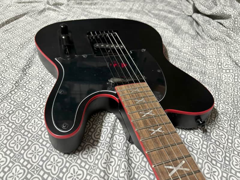 TELECASTER ON STEROIDS / Black Satin w/Red Binding / Like New Condition image 1