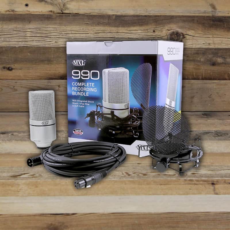 Open Box MXL 990 Complete Microphone Recording Bundle Shockmount Pop Filter XLR image 1