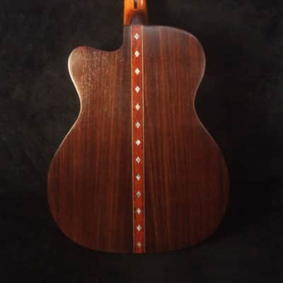 Handmade OM Cutaway Acoustic Guitar, Solid Indian Rosewood, Mop Inlay, Soft-Bag, Bruce Wei (2011) image 5