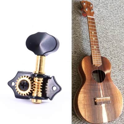 2R2L Black-Plated Tuning Peg Machine Head Tuners For 4 String Ukulele Guitar Bass-Gear Ratio 1:19 Bass Tuning Key Pegs Machine Head Replacement (GC501B) image 4