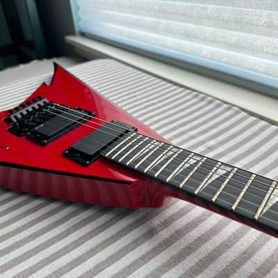Jackson Pro Series Phil Demmel Signature Demmelition Pro King V, NOS condition, NECK-THRU construction, Floyd Rose Tremolo, Active EMG pickups, RED with BLACK BEVELS, with OEM Jackson FLYING V Hardshell Case, original accessories image 6