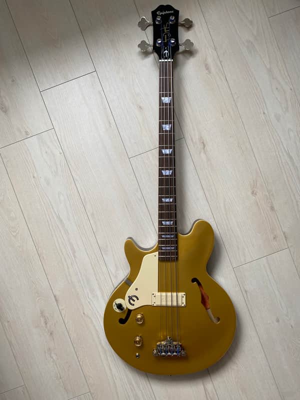 Epiphone Jack Casady Bass Lefty Lefthanded Left 2020 Metallic Gold image 1