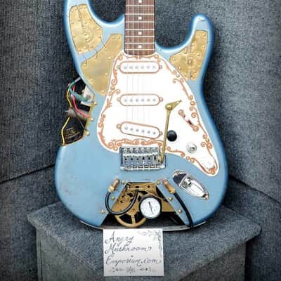 Steampunk Electric Guitar Light Blue image 1