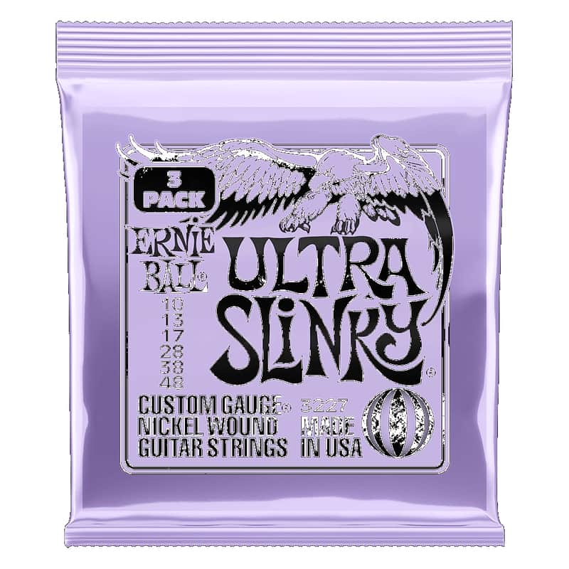 Ernie Ball Ultra Slinky Nickel Wound Electric Guitar Strings 3 Pack - 10-48 Gauge image 1