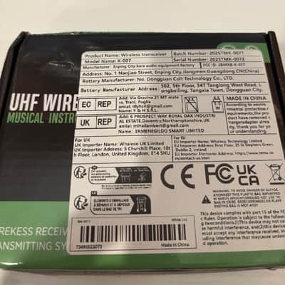 K-007 UHF Guitar Wireless Set - Blue Splatter (1) Transmitter, (1) Receiver NEW! image 5