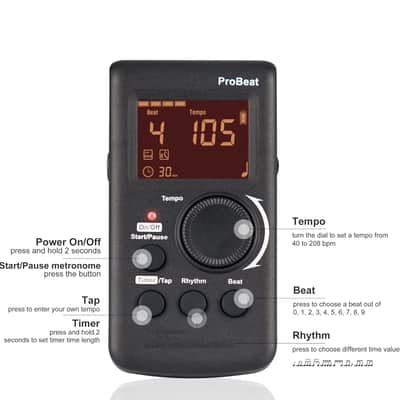 Digital Metronome for Guitar Piano Drum and All Instruments with Timer, English Vocal Counting and 3 Different Sounds with Earphone Jack and Flashing Light, Loud Volume, Rechargeable image 2