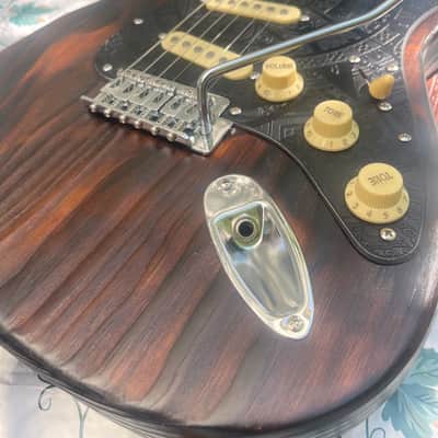 Custom Shou Sugi Ban Strat Partscaster - Fire Roasted Pine, Mayan/Aztec Pickguard image 2