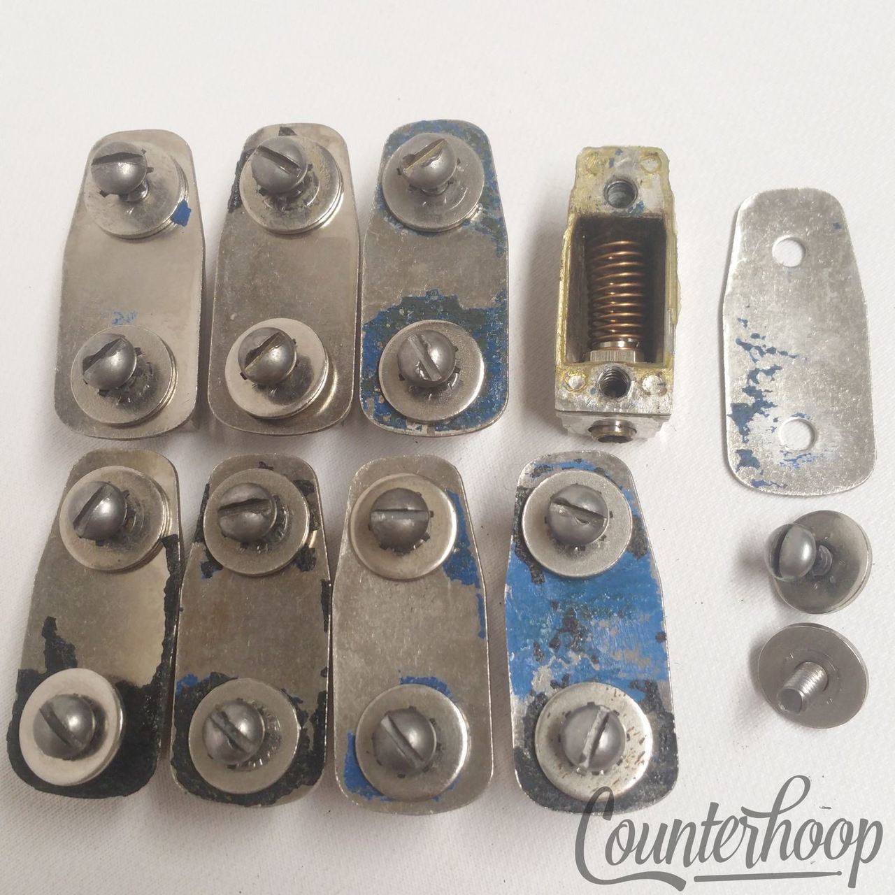 Leedy 8x Beavertail Tom/Snare Drum Lugs Nickel Metal Washer Elkhart USA 40s-50s — main photograph