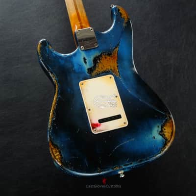 Fender Stratocaster Midnight Blue Pelham Dark Blue Heavy Relic Aged by East Gloves Customs image 14