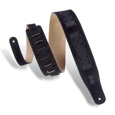 Levy's 2.5" Celtic Embossed Suede Guitar Strap, Black #MS26CK-BLK image 2