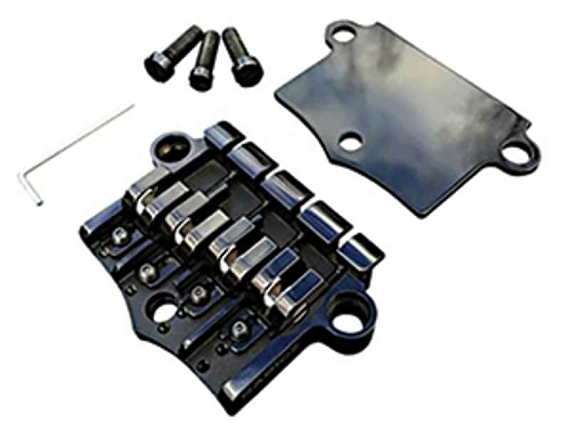 Babicz Full Contact Hardware ORIGINAL SERIES FCH 3PT BASS BRIDGE, 4 String W/SHIM, black image 1