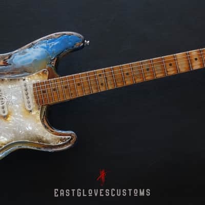 Fender Stratocaster 50th Anniversary Pelham Blue/Amber Paisley Made in USA Heavy Aged Relic image 19