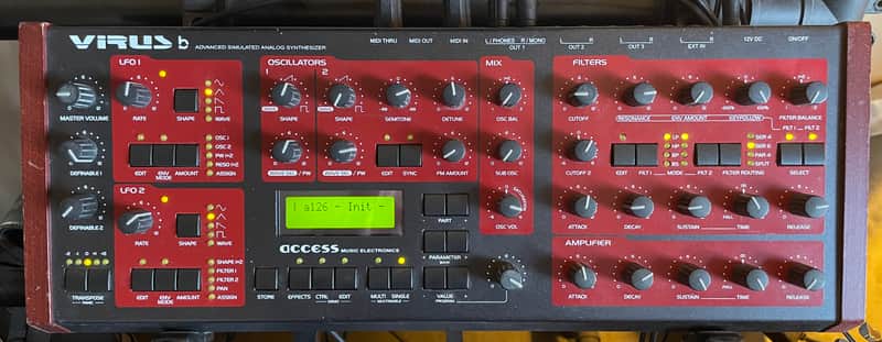 Access Virus B Desktop Digital Synthesizer 1999 - 2002 - Black / Red image 1