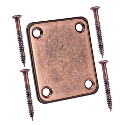 4 Holes Electric Guitar Neck Plate, Neck Joint Plate With Screws for Electric Guitar Bass - Copper Red image 6