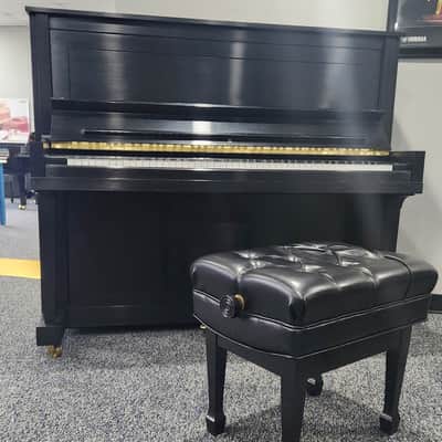 Steinway K 52" Full Upright Piano with Bench Mfg 1985 -  Satin Ebony image 2