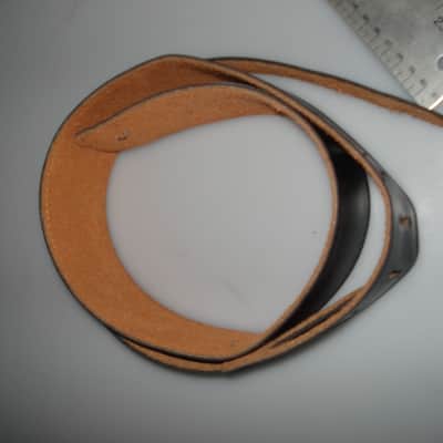 New Black Leather Guitar Strap image 7