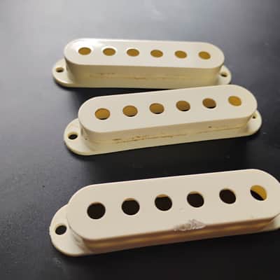 70s-1980s Fender Stratocaster Pickup covers USA late 1970s-early 80s orig vintage Fullerton parts luthier project restoration Smith Strat etc image 1