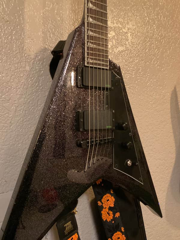 ESP LTD KH-V Kirk Hammett Signature 2023 - Present - Black Sparkle image 1