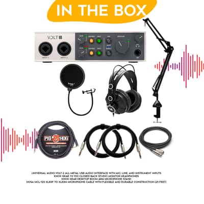 Universal Audio VOLT-2 USB Audio Interface with Headphones, Boom Arm, Pop Filter, and Cables image 6