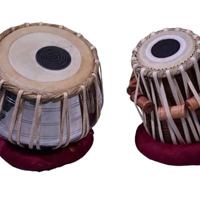Handmade Steel Tabla Set With Bag, Chrome Dayan  Cushions,Hammer Finish HIgh Sheesham Wood image 5