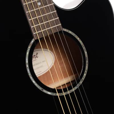 Cort Earth60CE Dreadnought Acoustic-Electric Guitar Black Gloss Solid Spruce image 6