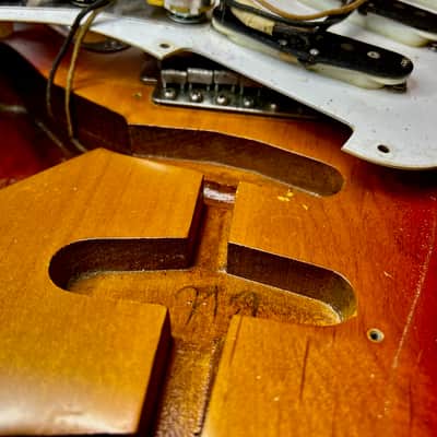 Fender Stratocaster with Old & Original Maple Neck 1959 - Sunburst Very Old Refin image 18