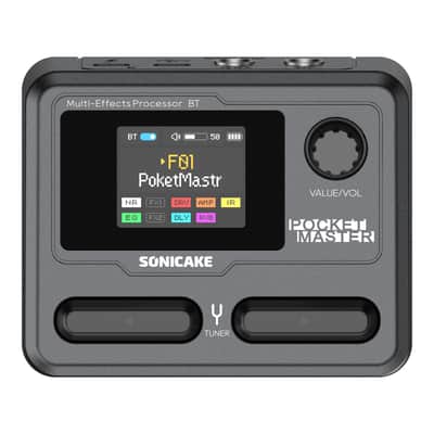 SONICAKE Pocket Master-Portable Multi Effects Pedal, 100+ Built-in Guitar/Bass/Acoustic Effects, Amp Modeling, IR Cabinets Simulation, Stereo OTG USB Audio Interface, Rechargeable Guitar Pedal (Black) Shipping from US Warehouse image 1