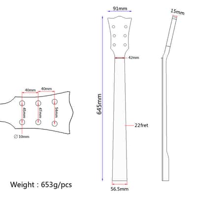 Les Paul SG Style 22 Frets Guitar Neck, Black image 10