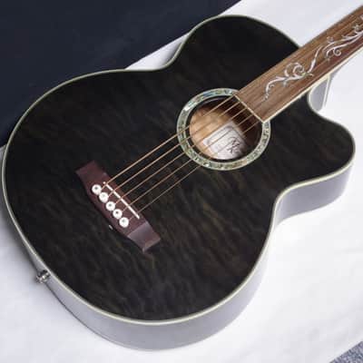 MICHAEL KELLY Dragonfly 5-string FRETLESS acoustic electric BASS guitar Trans Black w/Case - Used image 4