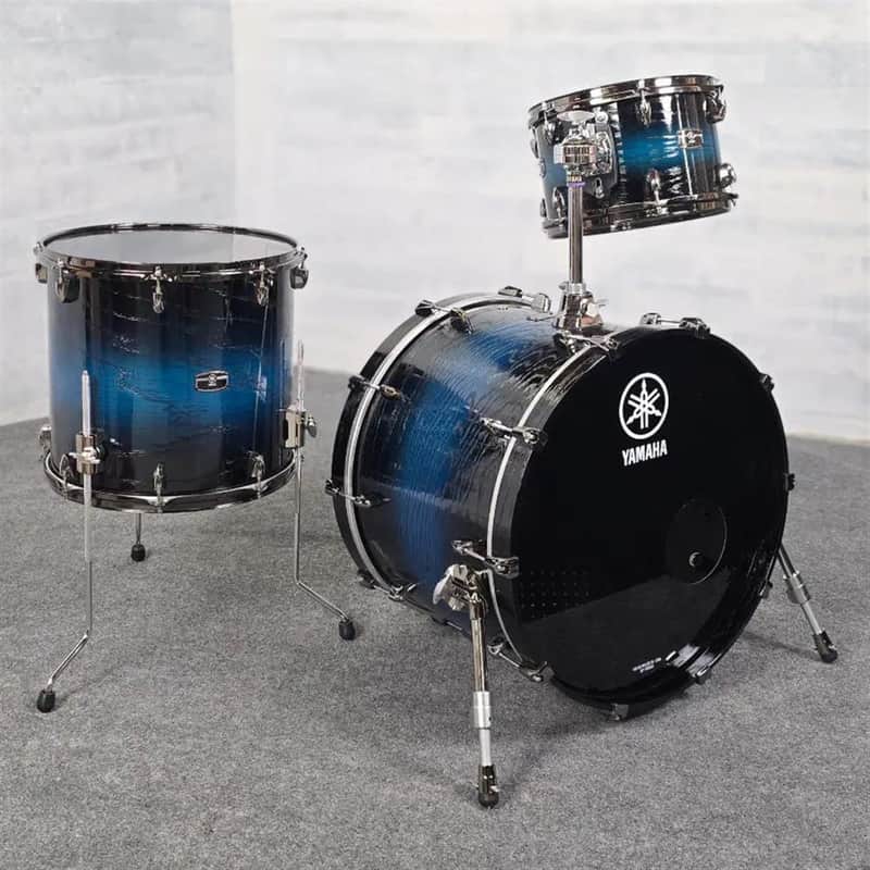 Used Yamaha Live Custom Hybrid Oak 3pc Drum Set Uzu Ice Sunburst - Very Good image 1