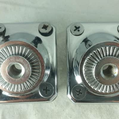 *Premier Bass Drum Spur Holder Mounts Set 2x Chrome Vintage 80s 1 3/8" x 1 3/4"* image 1