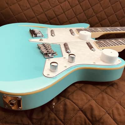 Eastwood SURFCASTER 12/6 Bound Tone-Chambered Mahogany Body Double Neck Electric Guitar w/Hard Case image 15