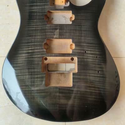 Grey Mahogany Telecaster Tele Style Guitar Body with Flame Maple Veneer image 1