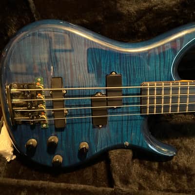 Barrington ntb 332 bass guitar. with midi installed 1990 blue flame image 4