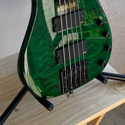 Modulus Graphite Quantum Q5 5-String Bass Guitar, 1997, Emerald Green image 6