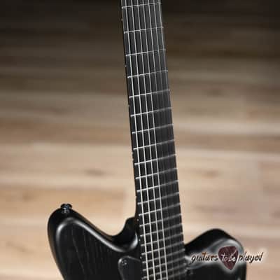 ESP LTD AW-XJ7B Baritone EverTune 7-String w/ Case – Black Open Grain Satin image 4