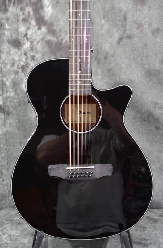 Ibanez AEG5012 12-String Acoustic Electric Cutaway Black w/ FREE Same Day Shipping image 1