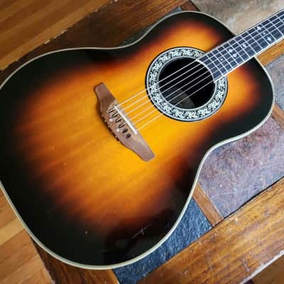 Ovation Balladeer Model 1117 vintage USA acoustic w/ohsc  1977 - sunburst image 2
